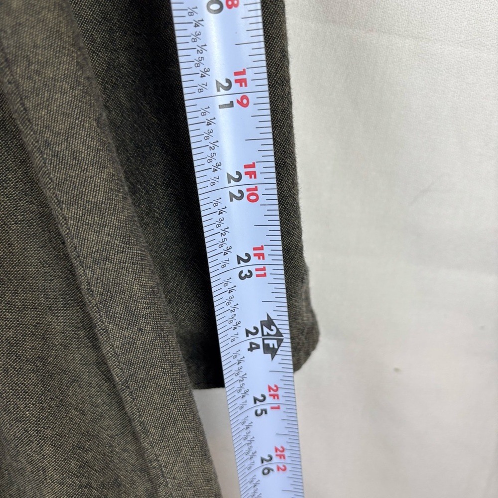 DKNY Olive Linen Trench Jacket w\ Belted Waist 4 Pockets 3/4 Sleeve Roll | Small - Picture 13 of 16